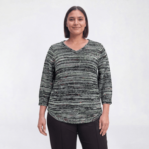Plus Size Napa Valley 3/4 Sleeve Space Dye V-Neck Sweater alternate view